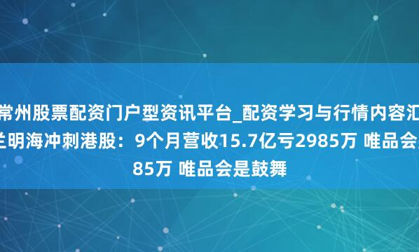 常州股票配资门户型资讯平台_配资学习与行情内容汇总 德兰明海冲刺港股：9个月营收15.7亿亏2985万 唯品会是鼓舞
